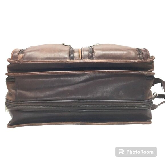 Mens Brown Leather Briefcase Messenger Laptop Fits 15" Computer Handmade Quality - Picture 5 of 12
